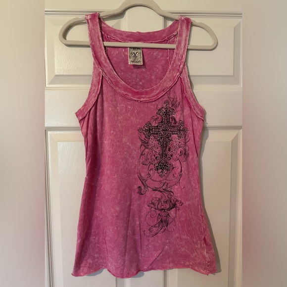 Vocal Tops - Vocal Vintage Y2K Rhinestone Cross Tank Top
